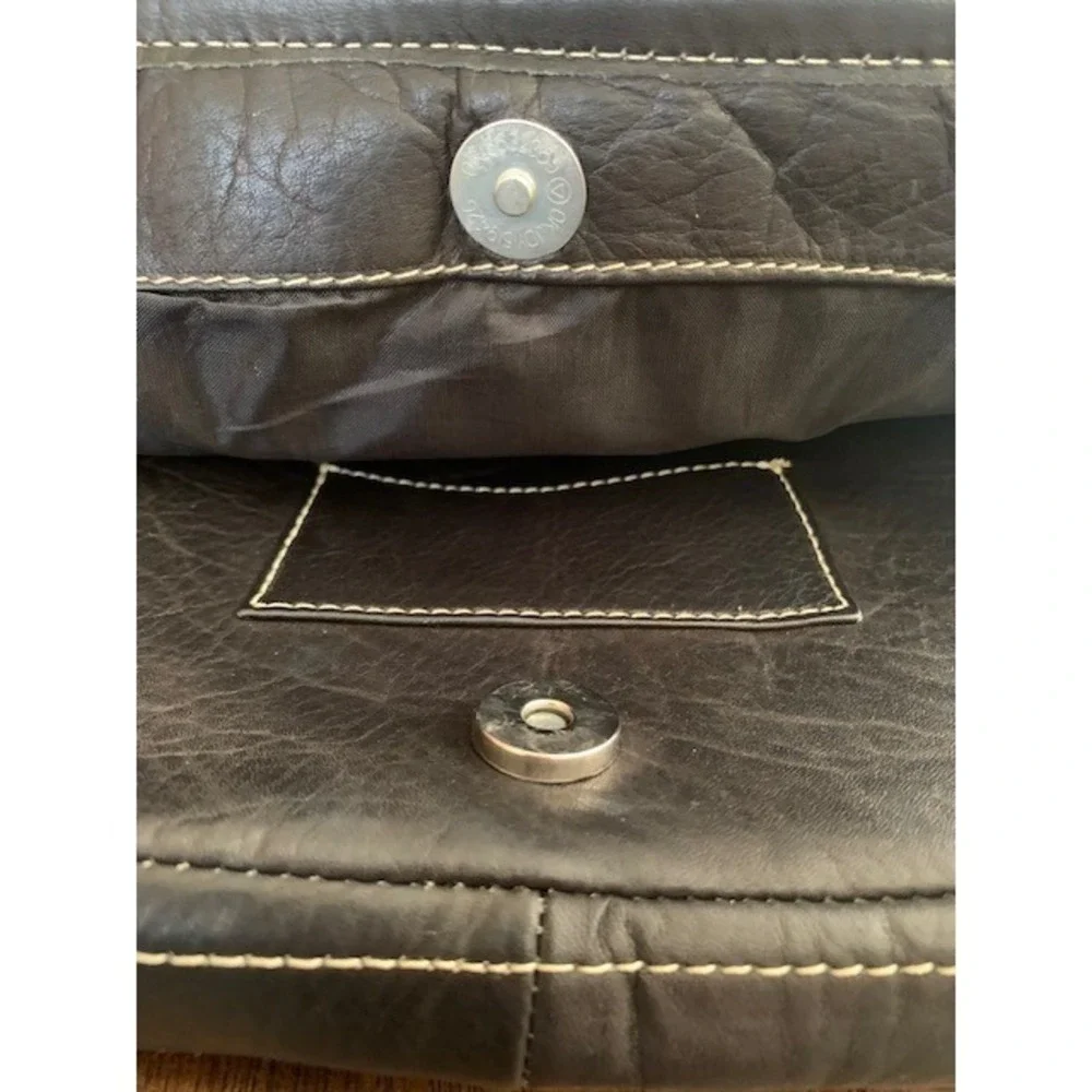 Puro Cuero‎ Black Genuine Leather Crossbody Messenger Bag Multi Pocket Unisex
